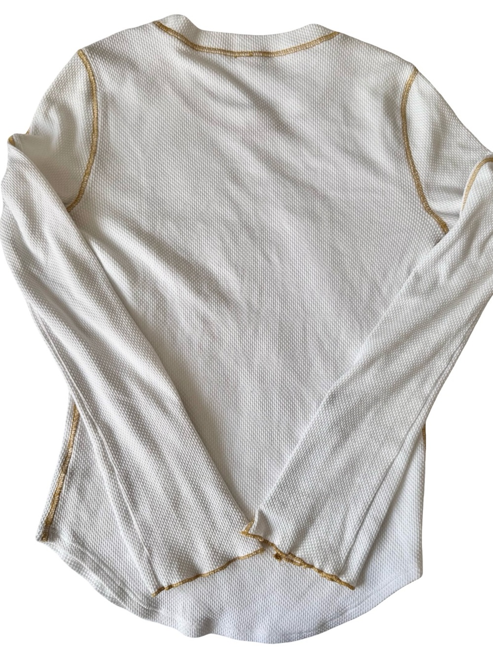 Free People Women’s White Zip It Cuff Waffle Knit Thermal Top Size Large - Picture 4 of 6